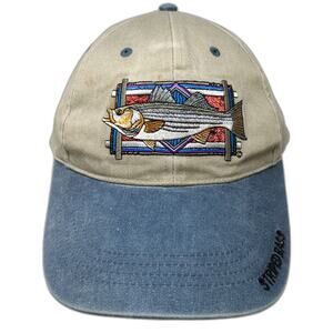 Flying Fisherman Baseball Cap Beige One Size Striped Bass Fishing Hat Strapback